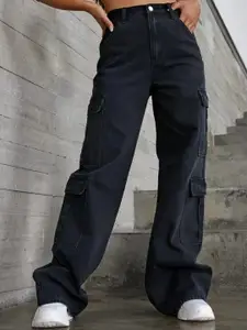 Next One Women High-Rise Slash Knee Stretchable Wide Leg Jeans