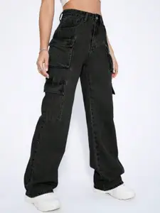 Next One Women Smart Wide Leg High-Rise Highly Distressed Stretchable Jeans