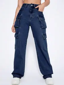 Next One Women Smart Wide Leg Stretchable Clean Look Cargo Jeans