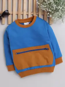 BUMZEE Infants Boys Colourblocked Cotton Pullover Sweatshirt