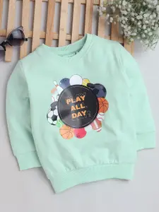 BUMZEE Infants Boys Graphic Printed Ribbed Cotton Pullover Sweatshirt