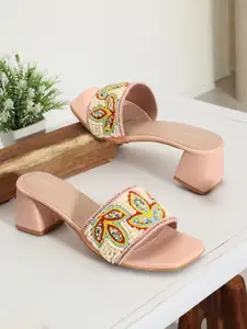 Anouk Embellished Block Ethnic Heels