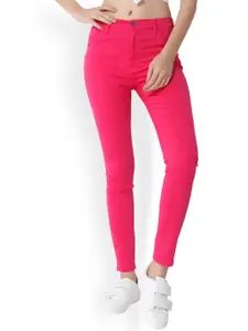 ONLY Women Pink Slim Fit Mid-Rise Clean Look Stretchable Jeans