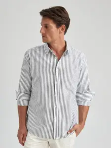 DeFacto Striped Opaque Pure Cotton Casual Shirt