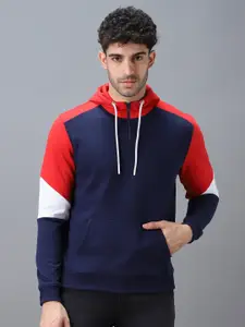 Urbano Fashion Men Colourblocked Hooded Sweatshirt