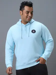 Urbano Plus Cotton Solid Button Hooded Neck Sweatshirt