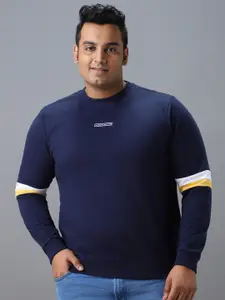 Urbano Plus Men Solid Sweatshirt With Minimal Striped Detail