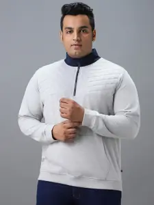 Urbano Plus Cotton Solid Zippered High Neck Sweatshirt
