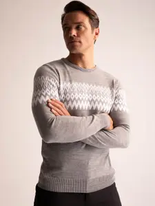 DeFacto Self Design Round Neck Acrylic Sweater