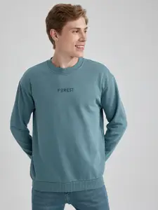 DeFacto Men Sea Green Sweatshirt