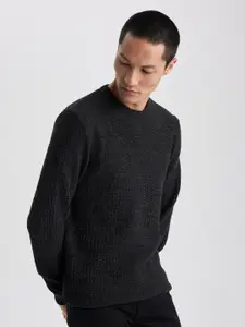 DeFacto Cable Knit Self Design Round Neck Pullover Sweater