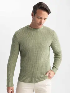 DeFacto Ribbed Round Neck Acrylic Pullover Sweater