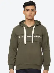 2Bme Men Typography Printed Hooded Cotton Sweatshirt