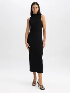 DeFacto High Neck Sleeveless Bodycon Midi Dress