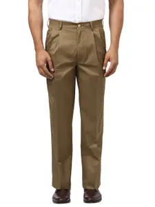 ColorPlus Men Brown Regular Fit Solid Formal Trousers