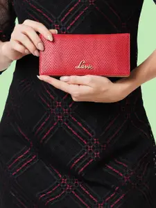 Lavie Women Geometric Textured Two Fold Wallet