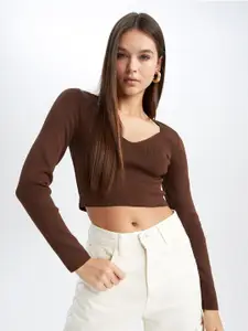 DeFacto Ribbed Crop Pullover