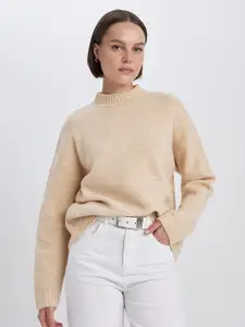 DeFacto Ribbed Mock Collar Pullover Sweater
