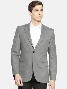 Park Avenue Men Black & White Self-Design Slim Fit Single-Breasted Smart Casual Blazer