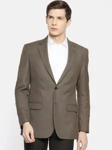 Park Avenue Men Brown Self-Design Slim Fit Single-Breasted Formal Blazer