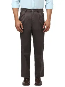 ColorPlus Men Grey Regular Fit Solid Regular Trousers