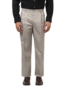 ColorPlus Men Grey Regular Fit Solid Regular Trousers