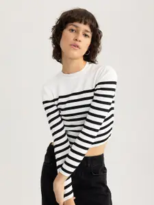 DeFacto Striped Long Sleeves Cropped Pullover