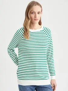 DeFacto Striped Round Neck Acrylic Pullover Sweater