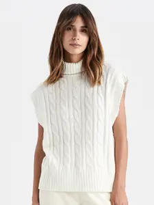 DeFacto Cable Knit Self Design Turtle Neck Sweater Vest