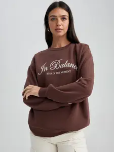 DeFacto Women Brown Printed Sweatshirt