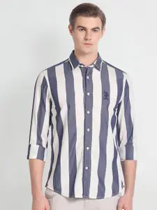 U.S. Polo Assn. Denim Co. Slim Fit Vertical Striped Pure Cotton Casual Shirt