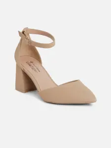 Call It Spring Pointed Toe Block Heels With Ankle Loop