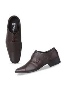 Red Chief Men Square Toe Textured Leather Formal Derbys