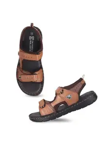Red Chief Men Leather Comfort Sandals With Velcro Closure