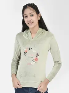 Crimsoune Club Girls Floral Printed Hooded Pullover Sweatshirt