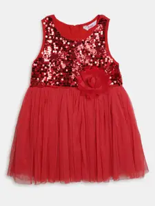 V-Mart Girls Embellished Fit & Flare Dress