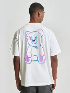 Imsa Moda Graphic Printed Drop-Shoulder Sleeves Oversized Cotton T-shirt