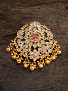 Kushal's Fashion Jewellery Gold-Plated 92.5 Pure Silver Stone-studded Temple Pendant