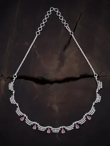 Kushal's Fashion Jewellery Rhodium-Plated Zircon Studded Necklace