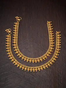Kushal's Fashion Jewellery Gold-Plated Antique Anklets