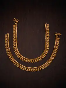 Kushal's Fashion Jewellery Gold-Plated Antique Anklets