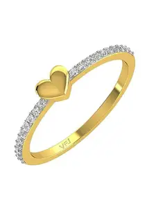 Vighnaharta Rhodium-Plated CZ-Stone Studded Heart-Shaped Finger Ring