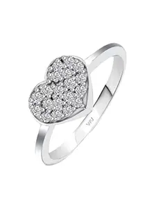 Vighnaharta Rhodium-Plated Cubic Zirconia-Stone Studded Heart-Shaped Finger Ring