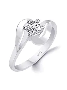 Vighnaharta Rhodium-Plated Solitaire CZ-Stone Studded Finger Ring