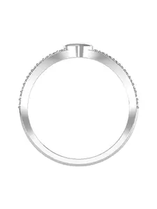 Vighnaharta Rhodium-Plated Cubic Zirconia Studded Heart-Shaped Finger Ring