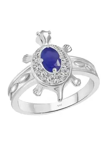 Vighnaharta Rhodium-Plated CZ-Stone Studded  Tortoise-Shaped Finger Ring