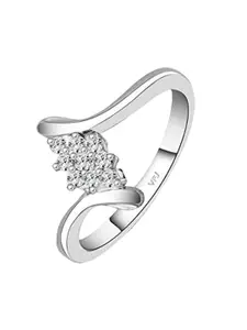 Vighnaharta Rhodium-Plated Cubic Zirconia-Stone Studded Rhombus-Shaped Finger Ring