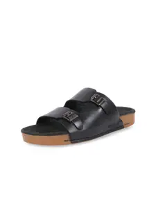 Hidesign PUERTO RICO Leather Open Toe Flats With Buckle Detail