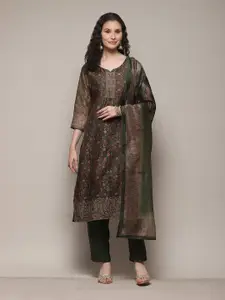 Biba Ethnic Motifs Printed Sequinned Unstitched Dress Material