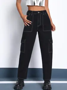 Kotty Women Black Jean Clean Look Straight Fit High-Rise Stretchable Jeans